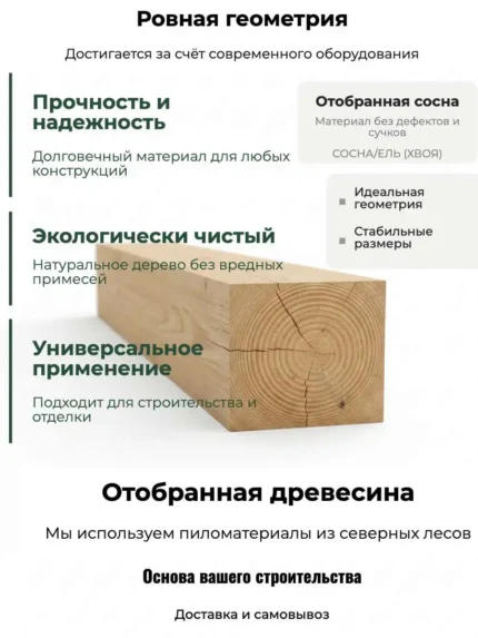 Брус обрезной сосна ГОСТ 100х200х6000